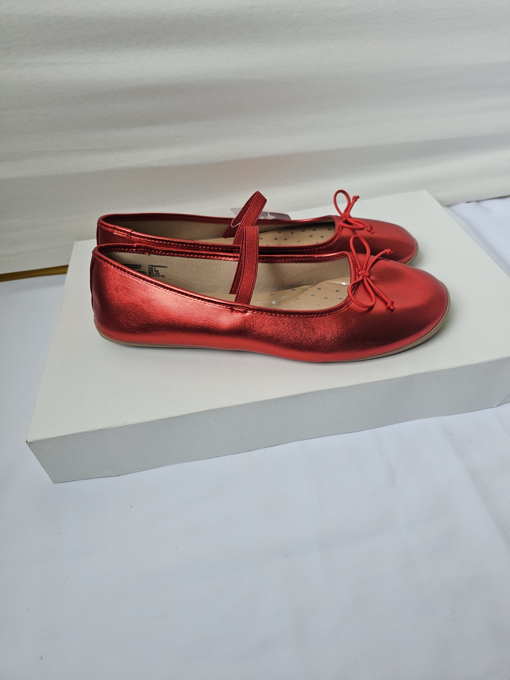 Wonder Nation Red Metallic Ballet Flats Mary Jane Strap NWT Size 6